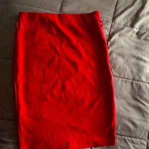 Red Tight Midi Skirt